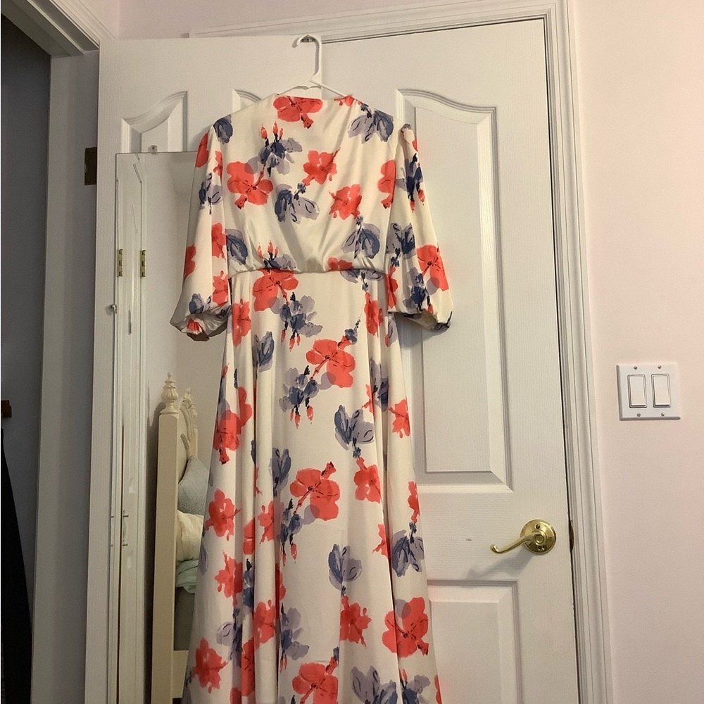 Floral Maxi Dress with Red and Blue Flowers